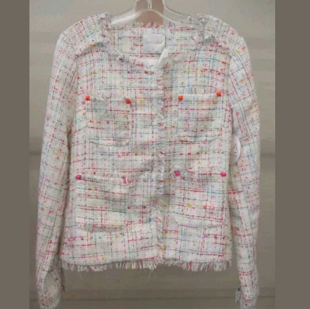 Line & Dot White & Neon Blazer Suit Jacket Sz L